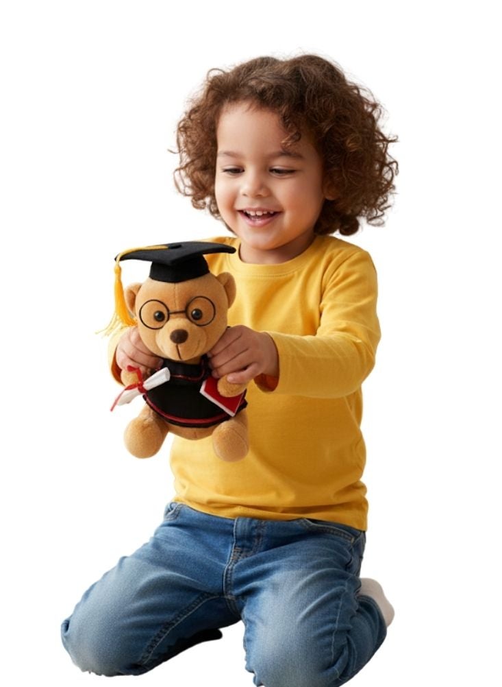 بريميم دمية دب تيدي قطيفة على شكل شخصية تخرج تحمل شهادة وكتابًا - هدية دب محشو ناعم - Image 2